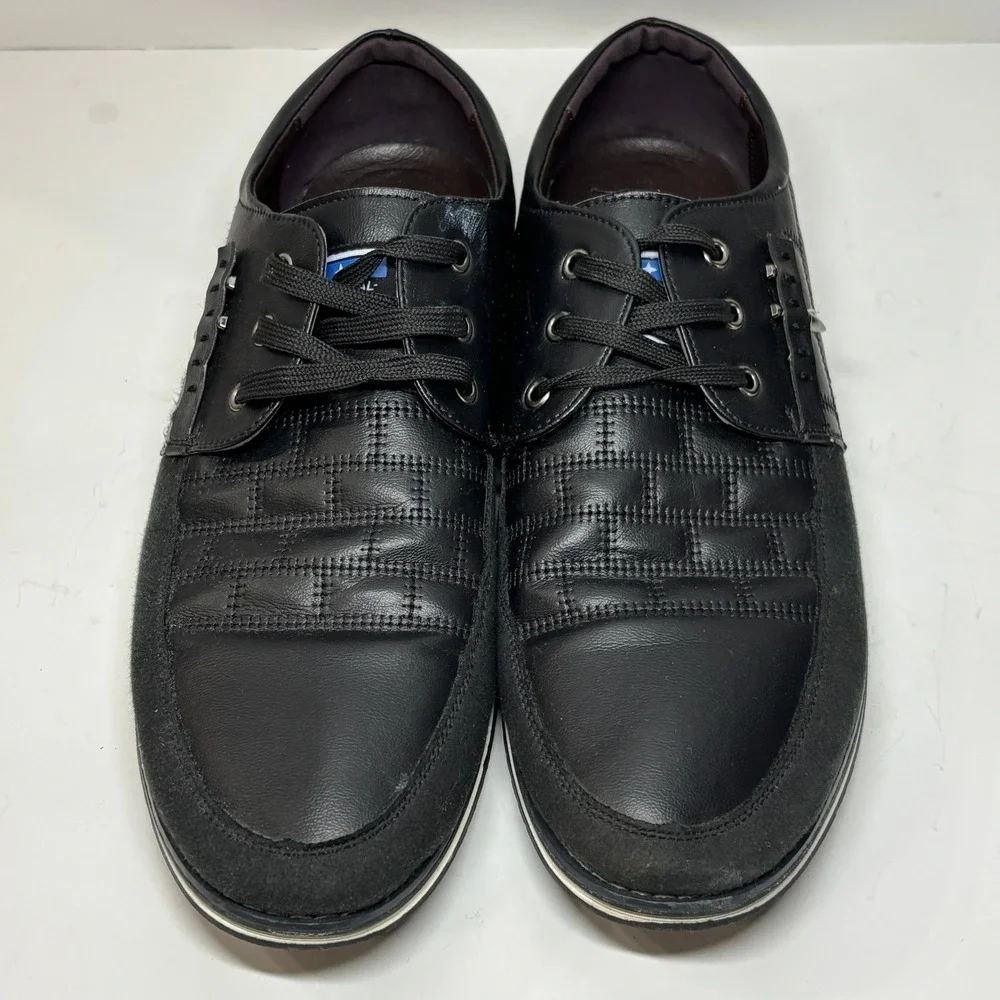Cosidram Casual Dress Shoes Mens Black Quilted Suede Spike Detail Streetwear‎